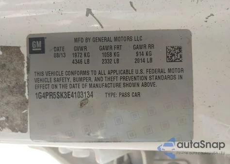 2014 Buick Verano Convenience Group z USA, uszkodzony, nr VIN 1G4PR5SK3E4103134